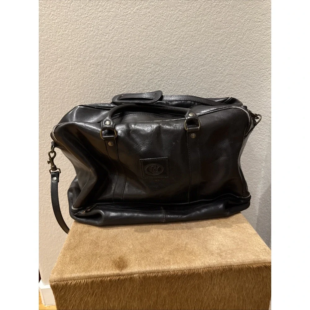 C&R Leather Duffel Bag Brown Vintage Travel Weekender Carry On‎